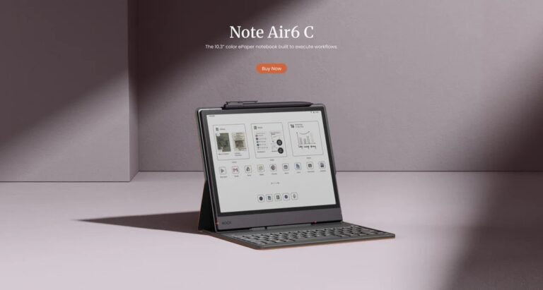 Boox Note Air6 C với màn hình màu 10,3 inch và thân máy mỏng