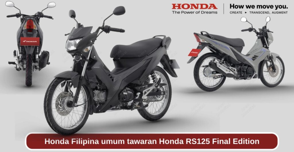 Honda RS125 Final Edition nhìn từ bên hông với bộ tem Stealth Stripe
