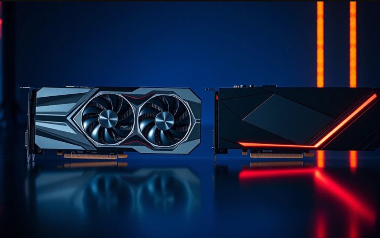 Card đồ họa Nvidia GeForce đặt cạnh màn hình máy tính chơi game
