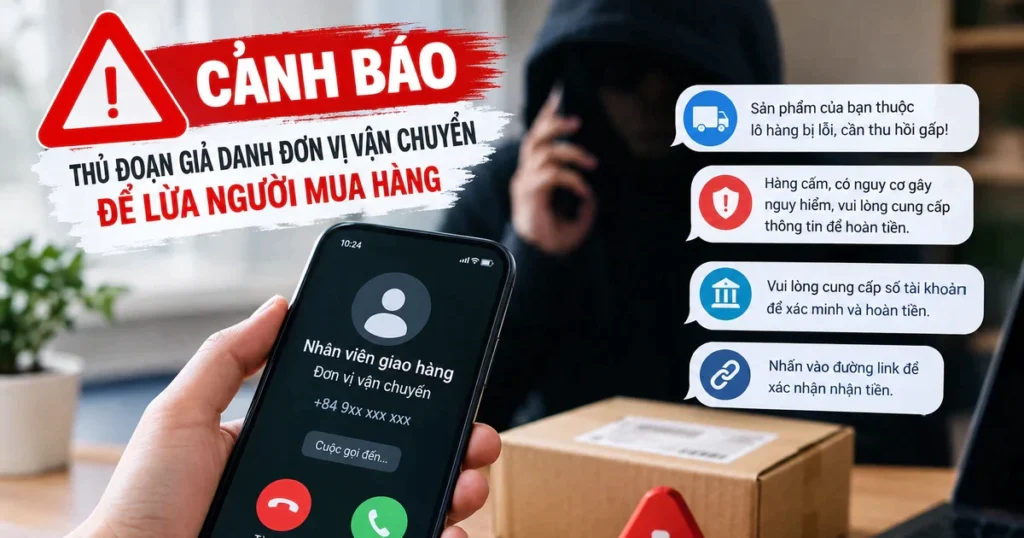 Minh họa cuộc gọi thông báo thu hồi đơn hàng trực tuyến