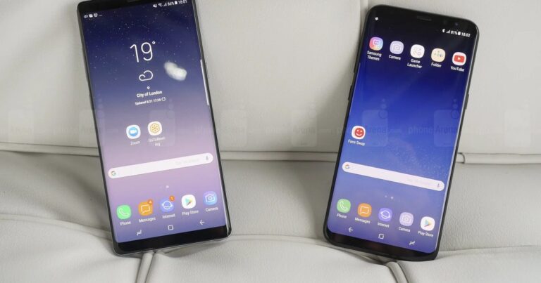 Galaxy S8 và Galaxy Note8 được đặt cạnh nhau trong hình minh họa