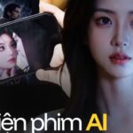 Màn hình điện thoại hiển thị các đoạn phim AI ngắn trên mạng xã hội