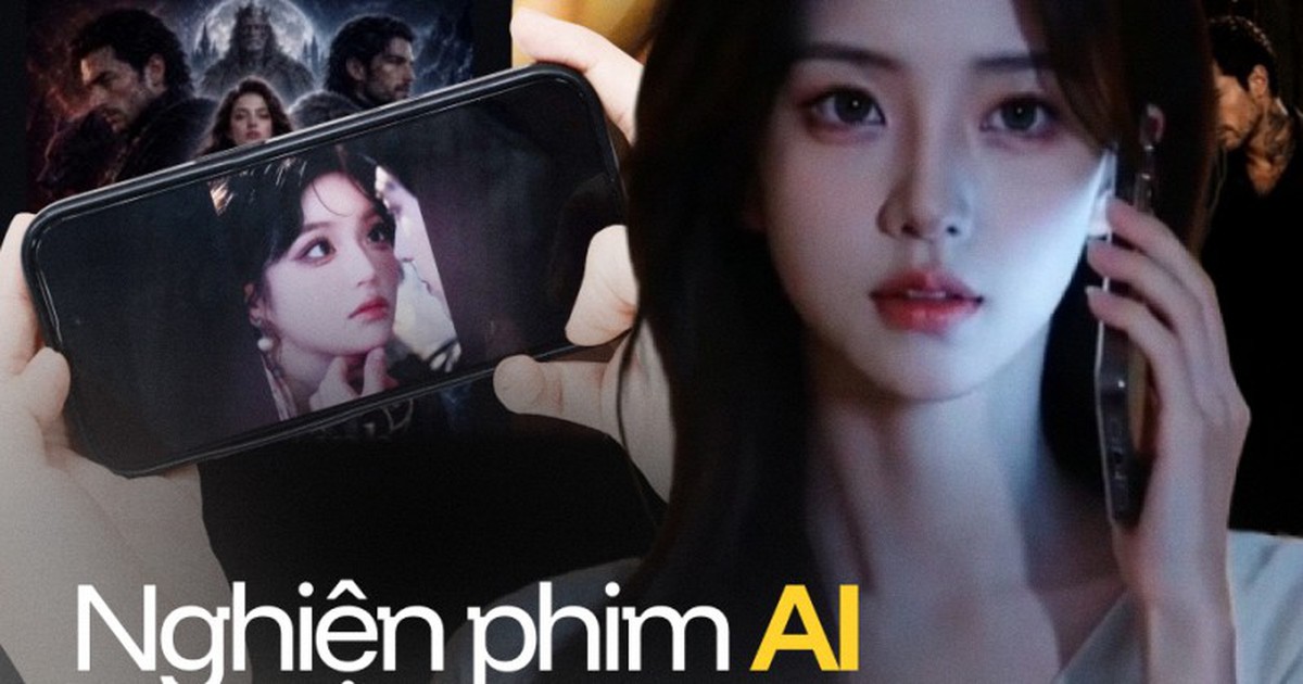 Màn hình điện thoại hiển thị các đoạn phim AI ngắn trên mạng xã hội