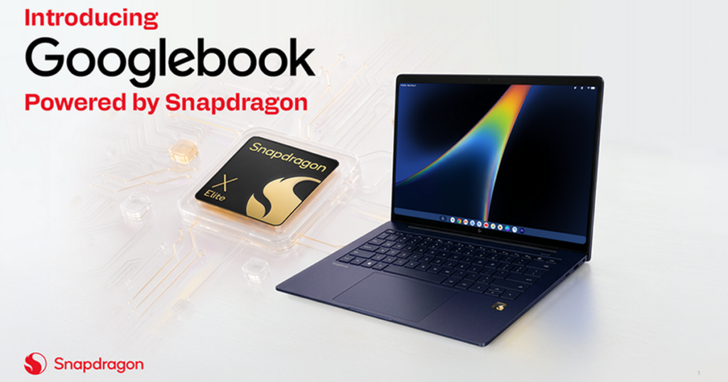 Laptop Googlebook sử dụng nền tảng Snapdragon X Elite trong ảnh giới thiệu sản phẩm