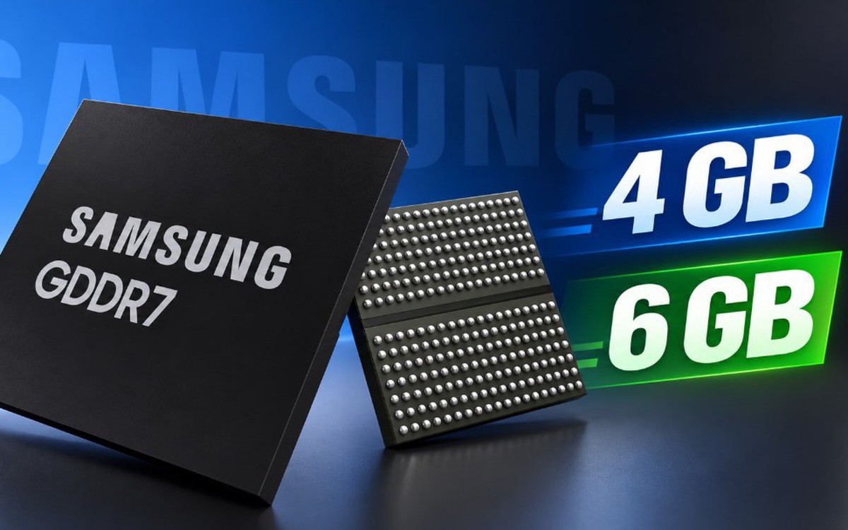 Card đồ họa minh họa với các chip nhớ GDDR7 trên bo mạch