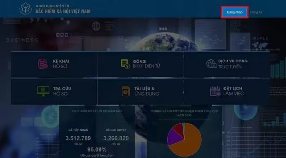 Giao diện xác nhận đăng nhập tài khoản BHXH trên máy tính