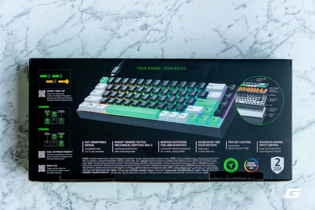 Cận cảnh keycap ABS doubleshot trên bàn phím Razer