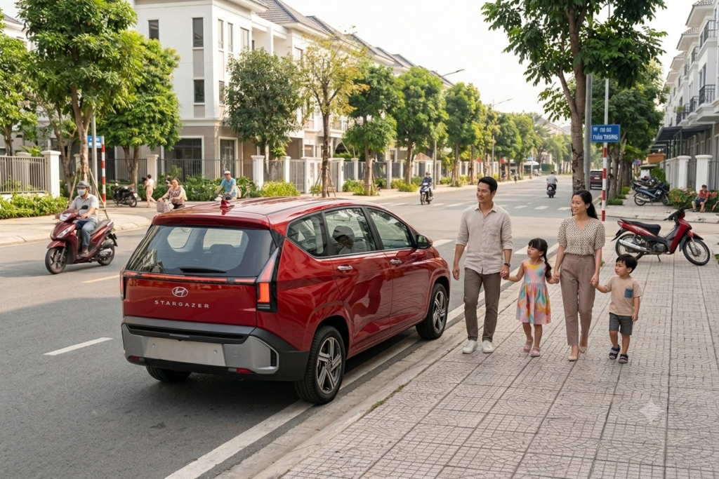 Góc nhìn nội thất Hyundai Stargazer với màn hình trên táp-lô