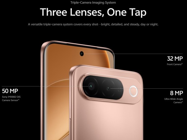 vivo T5 5G hiển thị trên màn hình với thiết kế lỗ đục camera selfie