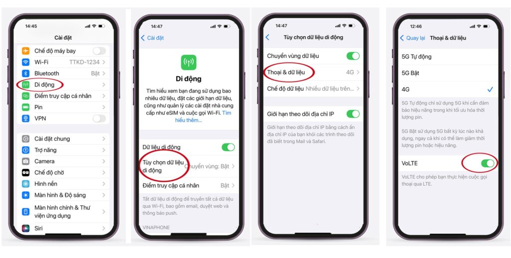 Điện thoại kết nối mạng 4G trong quá trình thực hiện cuộc gọi
