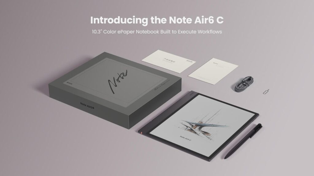 Màn hình Boox Note Air6 C hiển thị nội dung màu và ghi chú