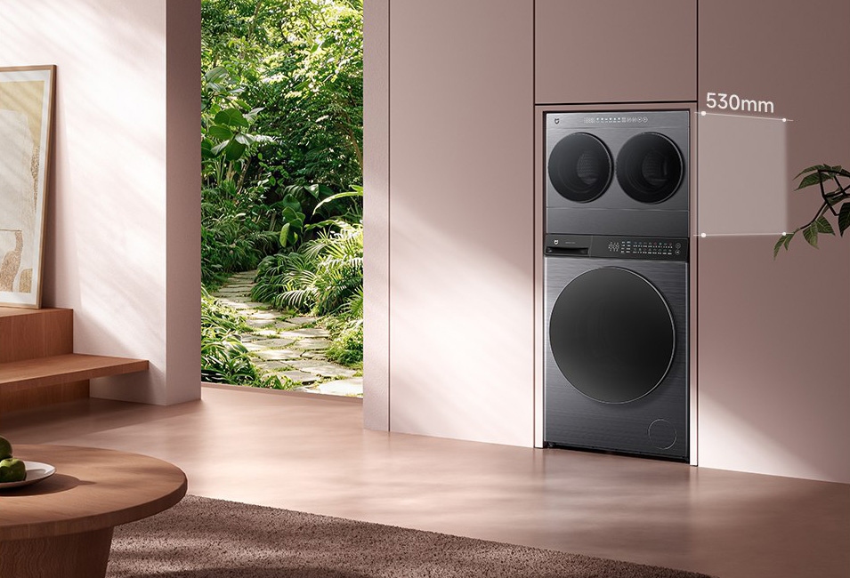 Máy giặt sấy mini được bố trí trong khu vực giặt có diện tích hạn chế