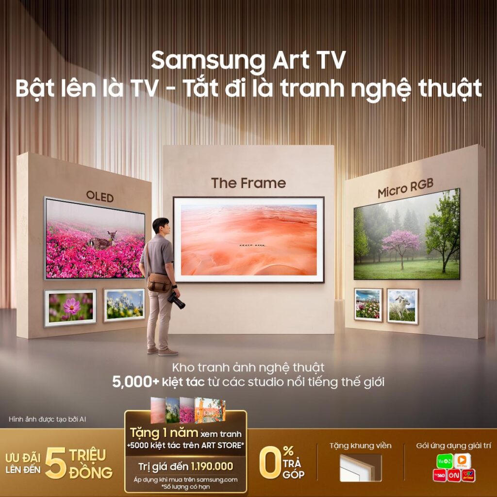 Cận cảnh khung viền của TV Samsung The Frame