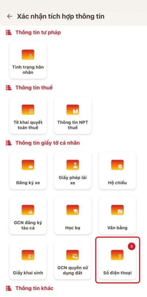 Người dùng kiểm tra thuê bao di động trong ứng dụng VNeID