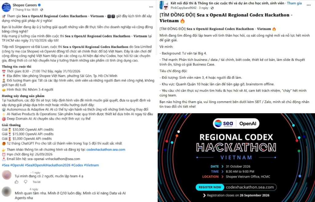 Các nhóm thí sinh làm việc cùng nhau trong sự kiện hackathon