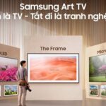 TV Samsung The Frame hiển thị tranh nghệ thuật trong không gian phòng khách