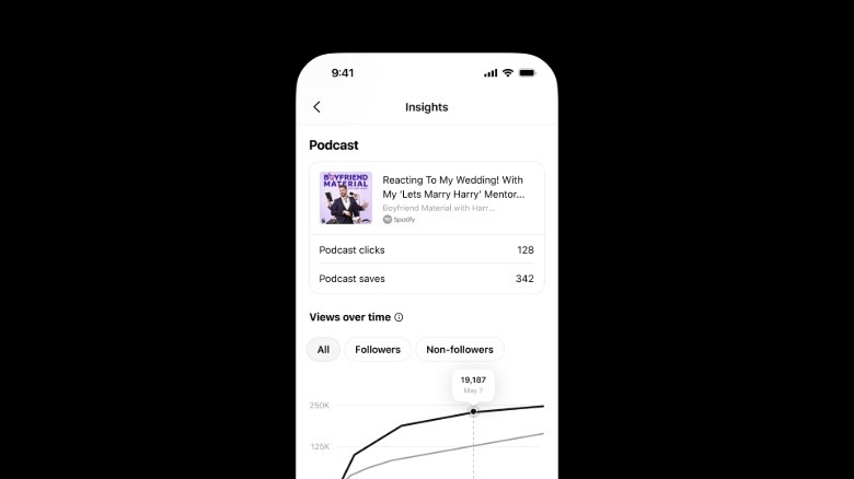Người dùng khám phá và lưu một tập podcast trong ứng dụng Threads