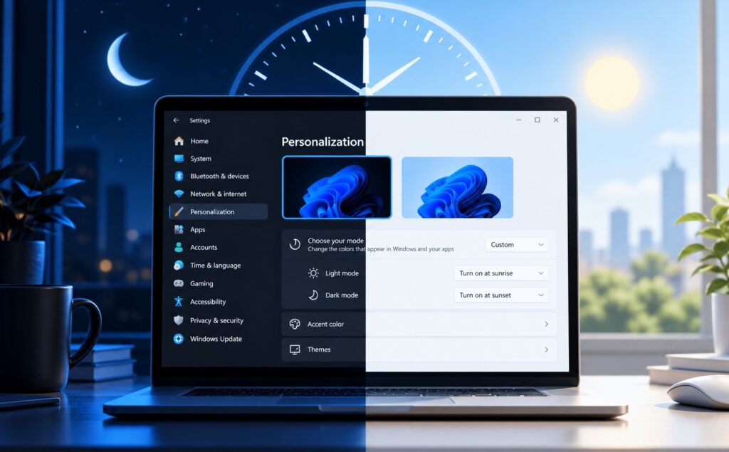 Màn hình cài đặt các chế độ sáng, tối và tự động trên macOS