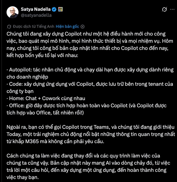 Giao diện Copilot với các tính năng hỗ trợ công việc mới