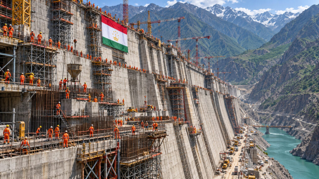 Sơ đồ vị trí đập Rogun trên sông Vakhsh tại Tajikistan
