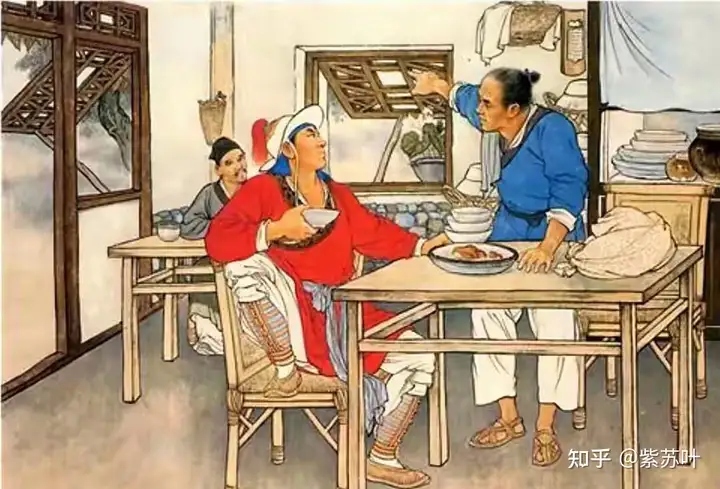 Lý Quỳ ăn cơm và thịt trong một gian nhà dân