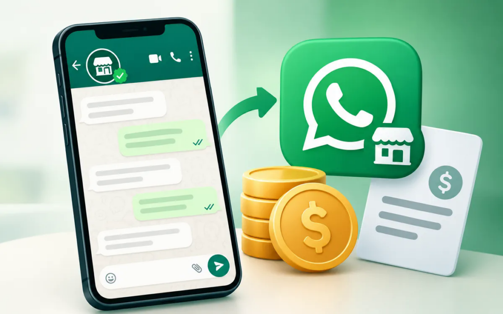Minh họa doanh nghiệp trao đổi với khách hàng qua WhatsApp và chatbot