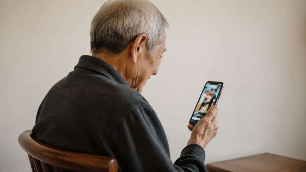 Các thành viên gia đình cùng trò chuyện trong không gian sinh hoạt chung