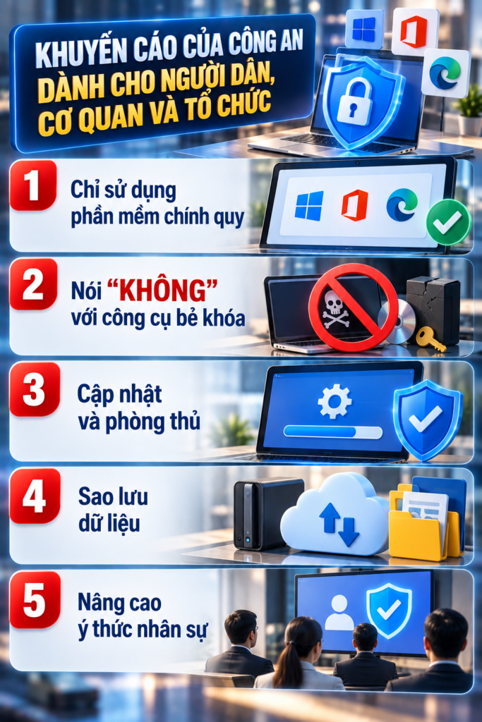 Minh họa thao tác cập nhật và bảo vệ hệ điều hành