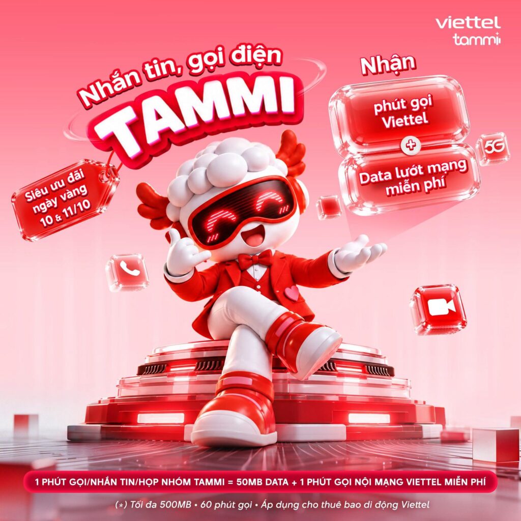 Màn hình ứng dụng Tammi với các tính năng nhắn tin và gọi điện