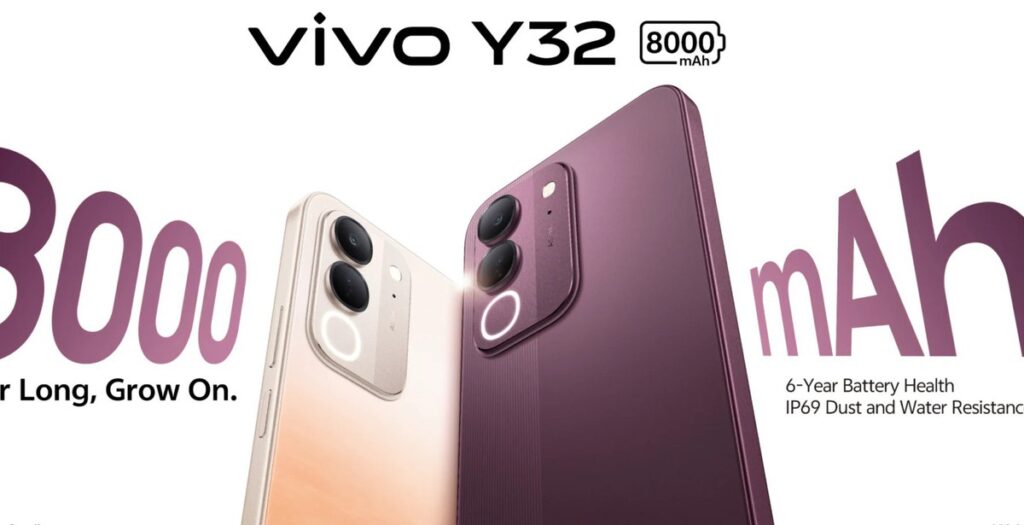vivo Y32 hiển thị mặt trước với màn hình lớn và tần số quét 120Hz