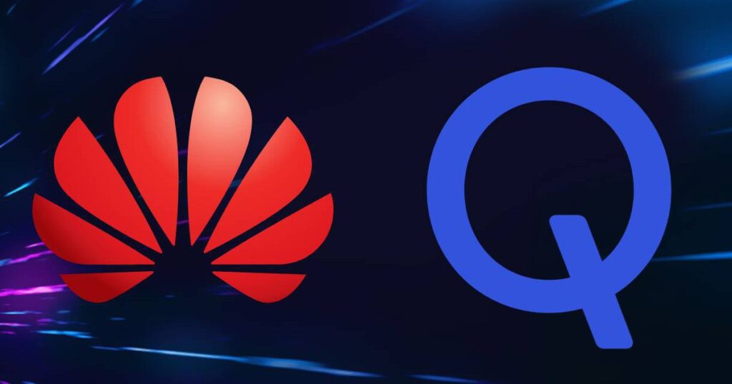 Logo Huawei và Qualcomm trong hình minh họa về thỏa thuận công nghệ