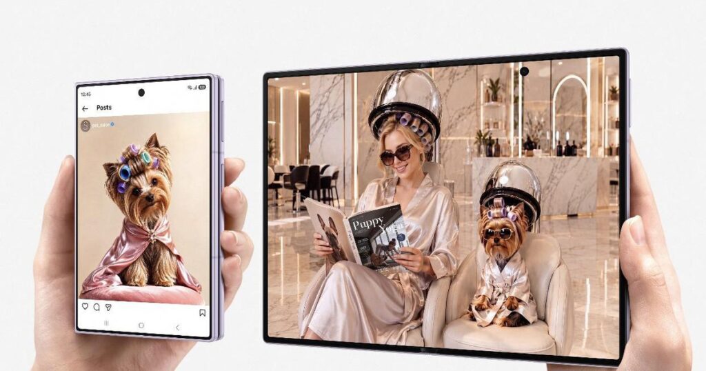 Galaxy Z Fold8 gập lại nằm gọn trong một bàn tay