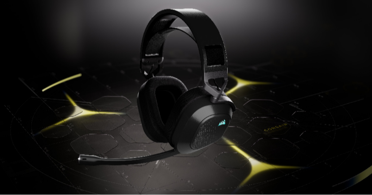 Tai nghe Corsair HS80 v2 MAX Wireless được đặt trong khung cảnh giới thiệu sản phẩm