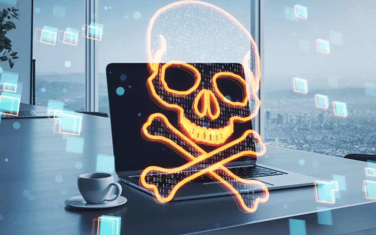 Màn hình máy tính hiển thị cảnh báo dữ liệu bị mã hóa bởi ransomware