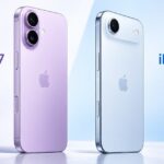 iPhone 17 và iPhone Air được đặt cạnh nhau trong bối cảnh giới thiệu sản phẩm