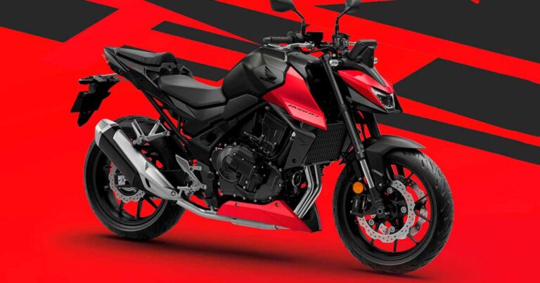 Honda CB750 Hornet 2027 nhìn từ góc trước với thiết kế naked-bike thể thao