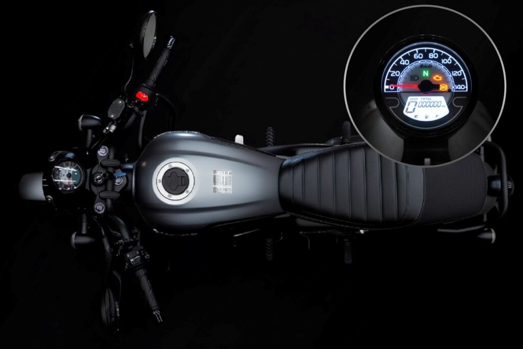 Mẫu maxi-scooter TVL350 của Haojue nhìn từ bên hông
