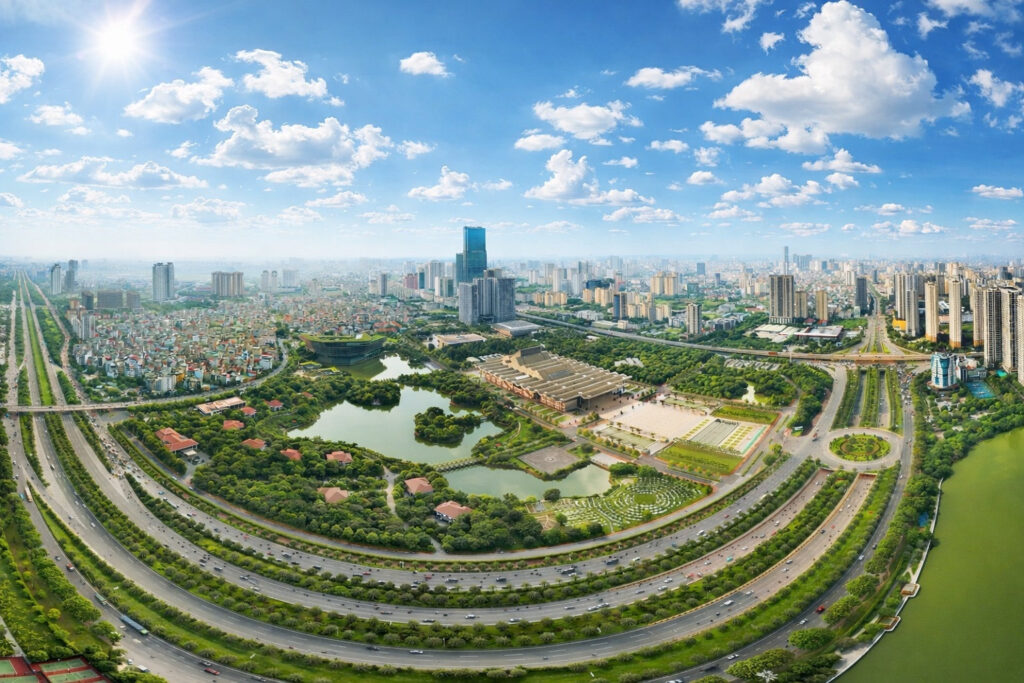 Tuyến đường và cảnh quan đô thị đang được chỉnh trang tại Hà Nội