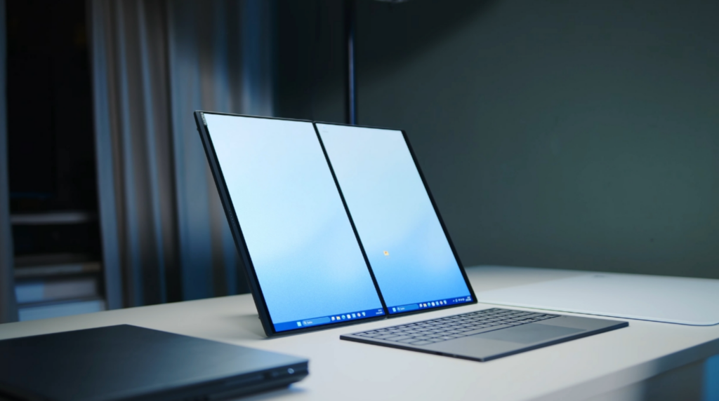 Zenbook DUO 2026 dựng đứng bằng chân đế